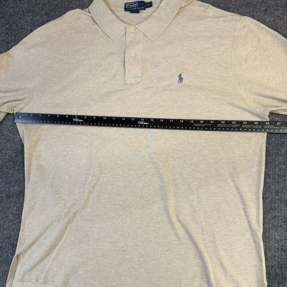 Polo By Ralph Lauren Polo Shirt Mens 2XL Beige Mesh Long Sleeve Pony USA Made